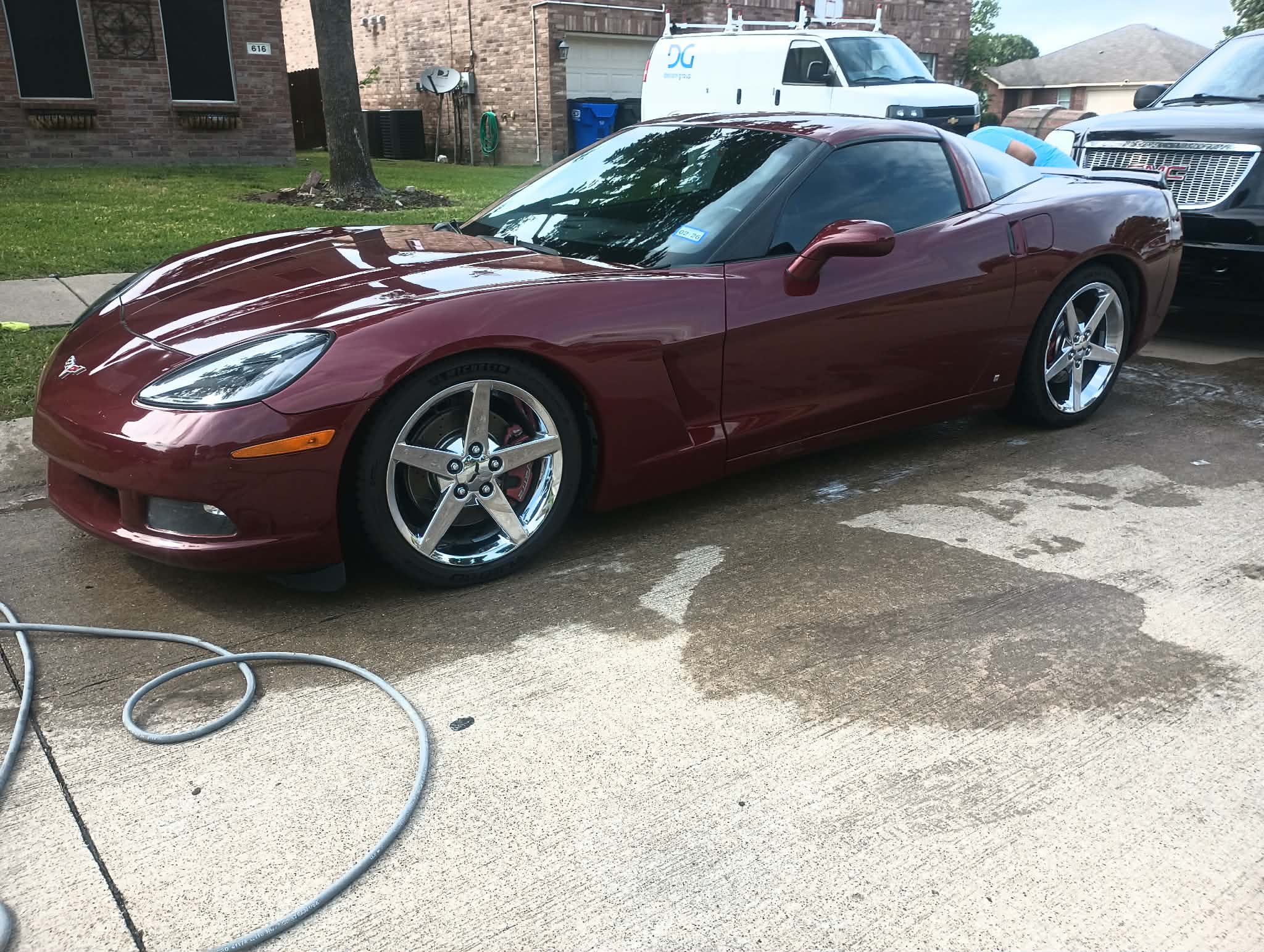 Chevrolet Corvette finished and shining in the driveway